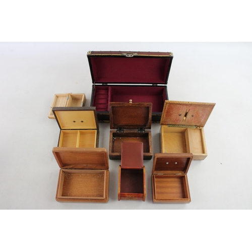 628 - Eight assorted vintage decorative wooden boxes to include cars, hand painted, musical etc.