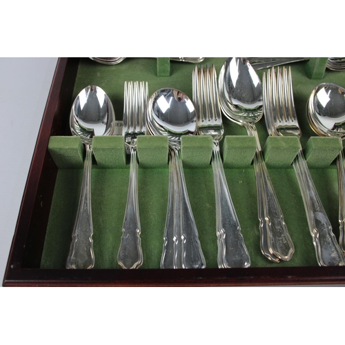 477 - A forty four piece vintage Viners Dubarry Classic silver plate cutlery set in wooden canteen