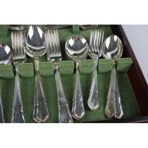 477 - A forty four piece vintage Viners Dubarry Classic silver plate cutlery set in wooden canteen