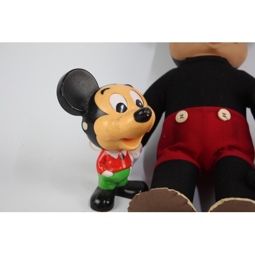 546 - Five vintage Disney Mickey Mouse toys including Masudaya Tinplate, Pull Cord, Mattel etc.