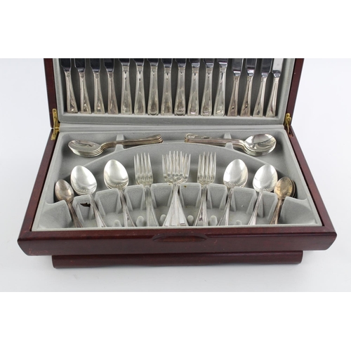 474 - A vintage fifty five piece Viners silver plate beaded cutlery set in original canteen