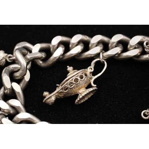 155 - A 925 sterling silver heart padlock horse lamp curb link charm bracelet - approx. gross weight 72 gr... 