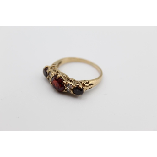 16 - A 9ct gold garnet set gypsy style ring, size Q - approx. gross weight 3.7 grams