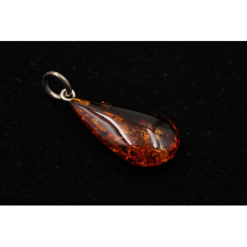 164 - Three 925 sterling silver amber pendants to include cabochon, butterscotch and pear