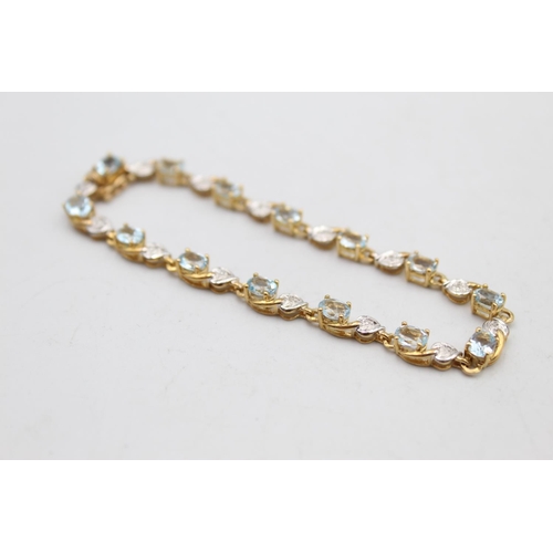 17 - A 9ct gold diamond and gemstone bracelet - approx. gross weight 7.7 grams