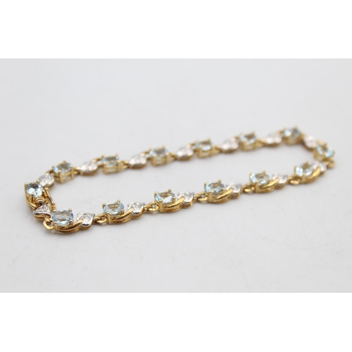 17 - A 9ct gold diamond and gemstone bracelet - approx. gross weight 7.7 grams