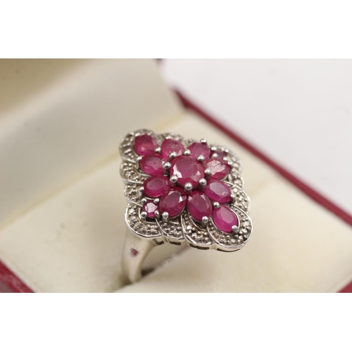 172 - Two vintage 925 sterling silver diamond and ruby rings, one size N½ and one size O - approx. combine... 