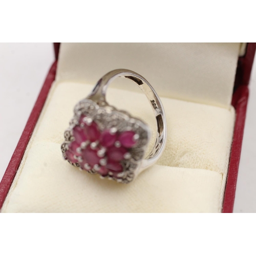 172 - Two vintage 925 sterling silver diamond and ruby rings, one size N½ and one size O - approx. combine... 