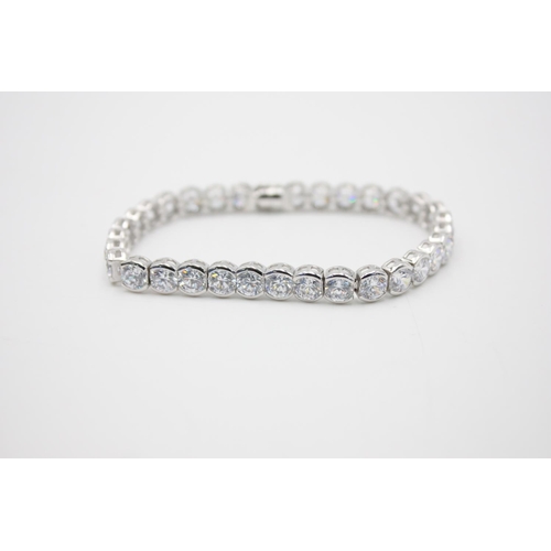 175 - A 925 sterling silver tennis style CZ bracelet - approx. 19cm long