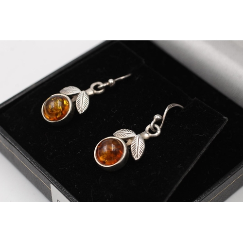 178 - Four boxed pairs of vintage 925 sterling silver and amber earrings