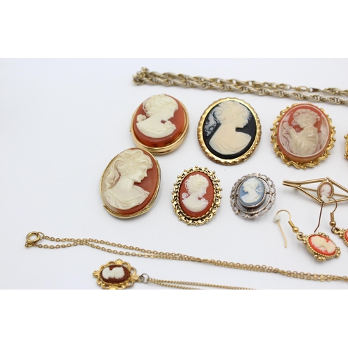 187 - Twenty pieces of cameo jewellery to include Hollywood, exquisite, brooches, necklaces etc.