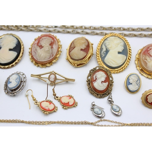 187 - Twenty pieces of cameo jewellery to include Hollywood, exquisite, brooches, necklaces etc.