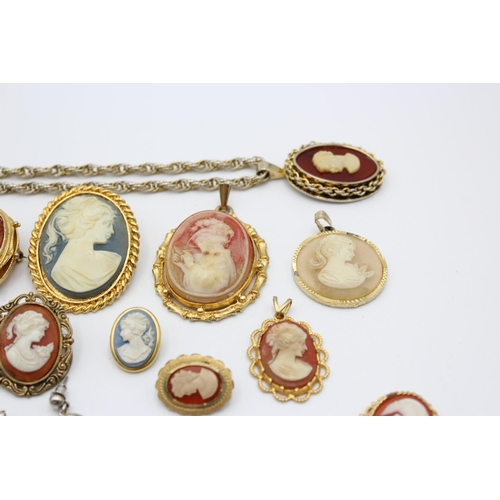 187 - Twenty pieces of cameo jewellery to include Hollywood, exquisite, brooches, necklaces etc.