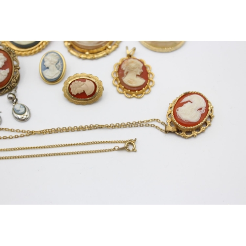 187 - Twenty pieces of cameo jewellery to include Hollywood, exquisite, brooches, necklaces etc.