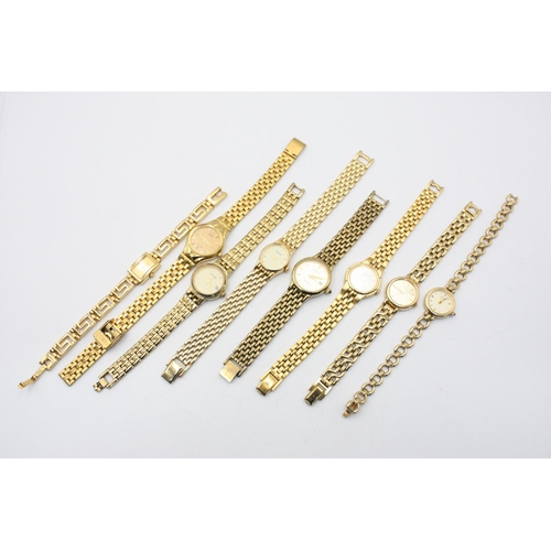 192 - Eight assorted ladies gold tone wristwatches to include Seiko, Accurist etc.