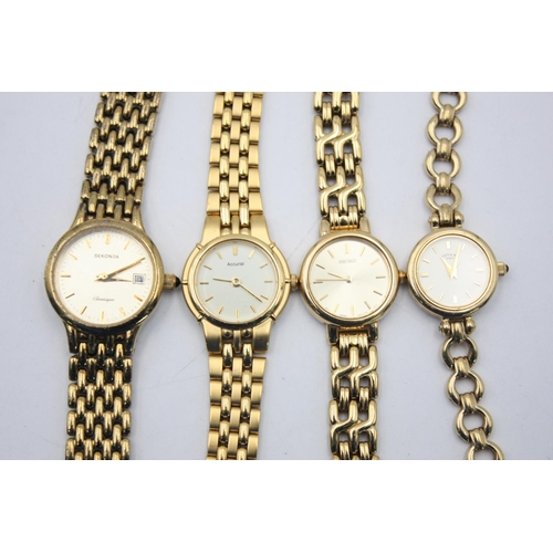 192 - Eight assorted ladies gold tone wristwatches to include Seiko, Accurist etc.