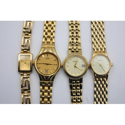 192 - Eight assorted ladies gold tone wristwatches to include Seiko, Accurist etc.