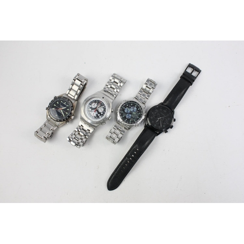 196 - Eight assorted gents sports chronograph wristwatches to include Fossil, Swatch etc.