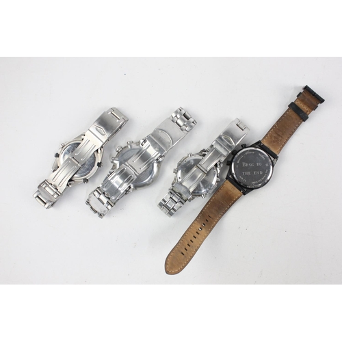 196 - Eight assorted gents sports chronograph wristwatches to include Fossil, Swatch etc.