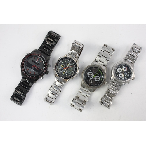 196 - Eight assorted gents sports chronograph wristwatches to include Fossil, Swatch etc.