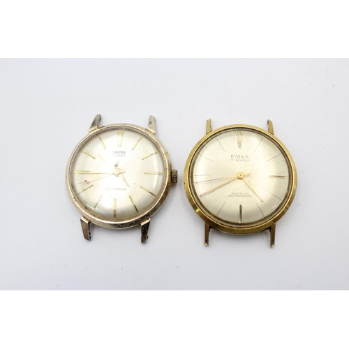 197 - Eight vintage gents gold tone wristwatch heads to include Emka etc.