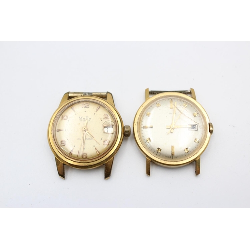 197 - Eight vintage gents gold tone wristwatch heads to include Emka etc.