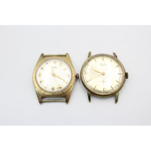 197 - Eight vintage gents gold tone wristwatch heads to include Emka etc.