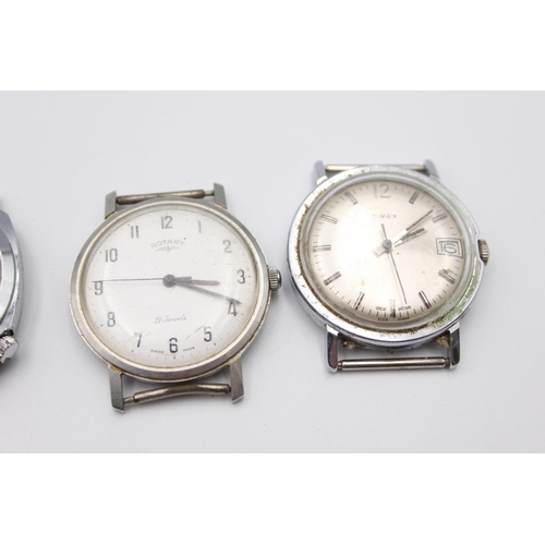 202 - Six vintage gents wristwatch heads to include Timex, Timeroy etc.