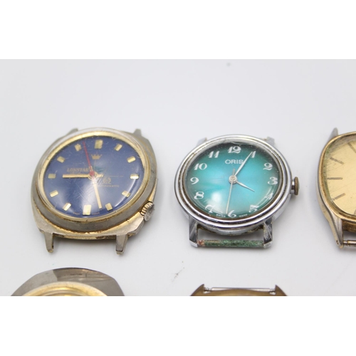 203 - Ten vintage gents wristwatch heads to include Orient AAA, Oris etc.