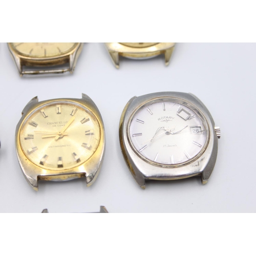 203 - Ten vintage gents wristwatch heads to include Orient AAA, Oris etc.