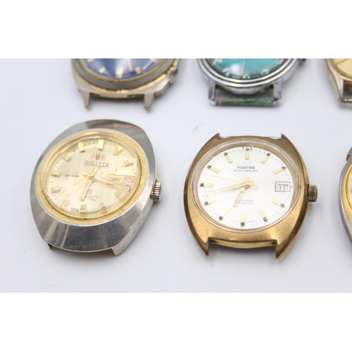 203 - Ten vintage gents wristwatch heads to include Orient AAA, Oris etc.