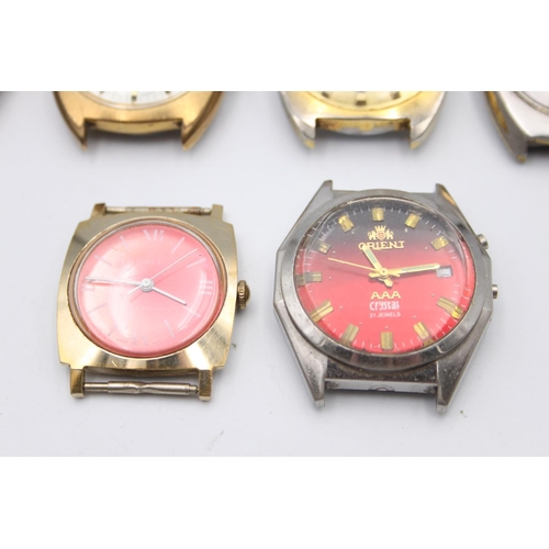 203 - Ten vintage gents wristwatch heads to include Orient AAA, Oris etc.