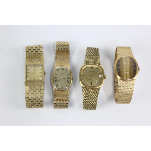 204 - Four vintage gents gold tone wristwatches to include Accurist