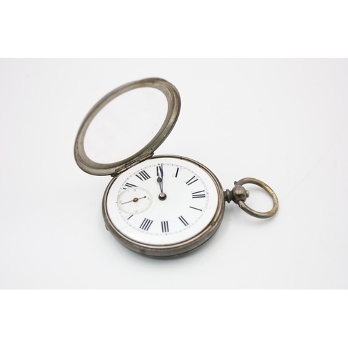 208 - A vintage 800 grade silver cased open face key wind pocket watch - approx. gross weight 75 grams wit... 