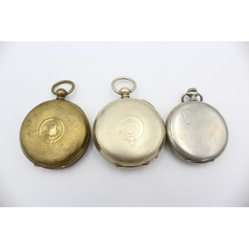 209 - Three vintage gents key and hand wind pocket watches to include Railway Timekeeper