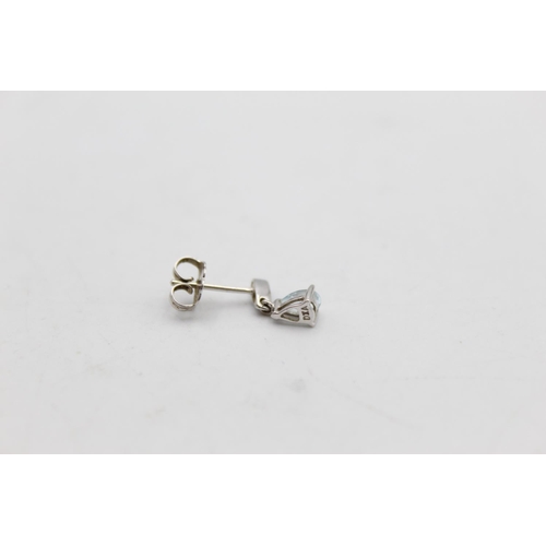 42 - A pair of 9ct white gold diamond and gemstone drop earrings - approx. gross weight 1 gram