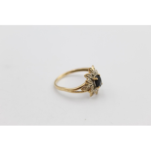 7 - A 9ct gold diamond and gemstone floral design ring, size N - approx. gross weight 1.8 grams