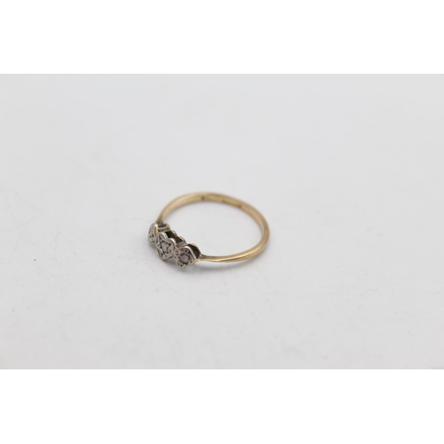 73 - A 9ct gold mine cut diamond ring, size M - approx. gross weight 1.4 grams