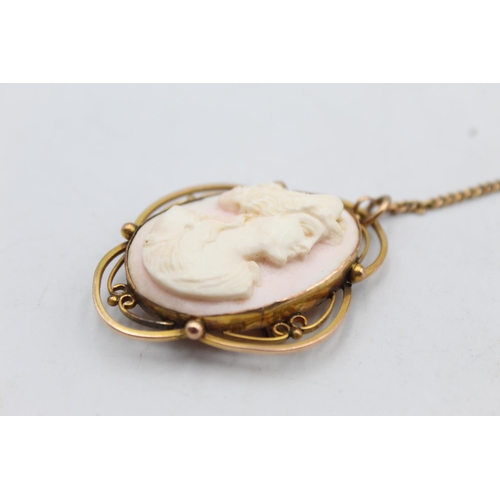 75 - An antique 9ct gold framed carved shell cameo brooch/pendant - approx. gross weight 14.3 grams