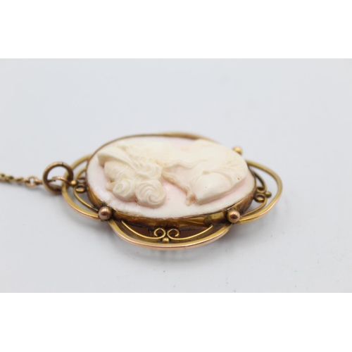 75 - An antique 9ct gold framed carved shell cameo brooch/pendant - approx. gross weight 14.3 grams