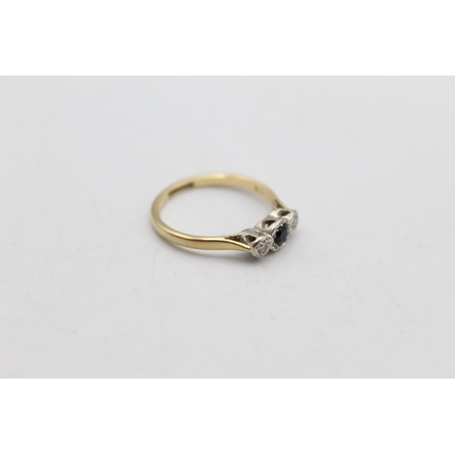 80 - An 18ct gold and platinum diamond and sapphire ring, size M - approx. gross weight 2.3 grams