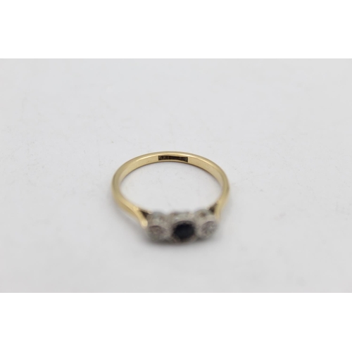 80 - An 18ct gold and platinum diamond and sapphire ring, size M - approx. gross weight 2.3 grams