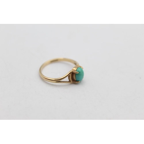 88 - A 9ct gold turquoise cabochon solitaire ring, size N - approx. gross weight 1.5 grams