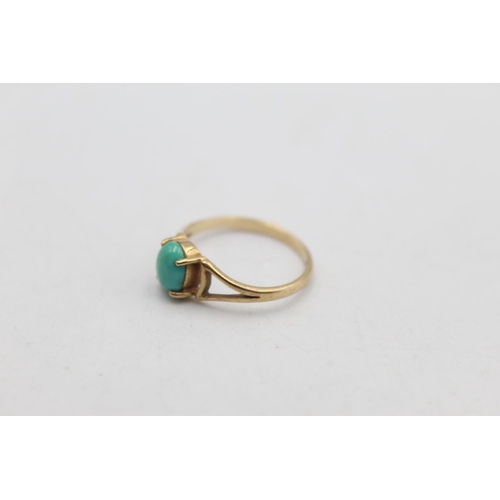 88 - A 9ct gold turquoise cabochon solitaire ring, size N - approx. gross weight 1.5 grams