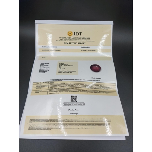 273 - An IDT certified 8.46ct natural ruby gemstone