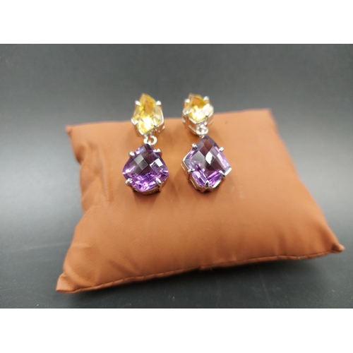 269 - A pair of 925 silver amethyst and citrine earrings - approx. 40ct