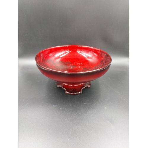 367 - A 1930s Royal Doulton Flambe footed bowl signed Noke - approx. 25cm diameter x 12cm high