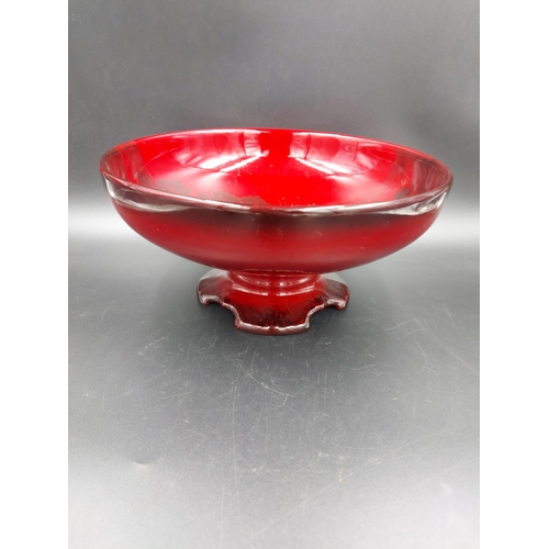 367 - A 1930s Royal Doulton Flambe footed bowl signed Noke - approx. 25cm diameter x 12cm high