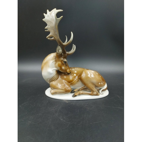 405A - A Rosenthal porcelain stag figurine by T. Karner - approx. 18cm high