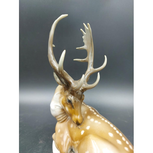 405A - A Rosenthal porcelain stag figurine by T. Karner - approx. 18cm high